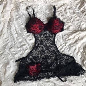 Red and black lingerie